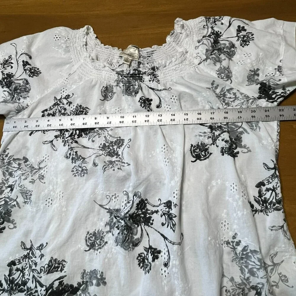 Dressbarn Floral Eyelet Top 1X Puff Sleeve Fairy Bloomcore Boho Cotton - Picture 5 of 8